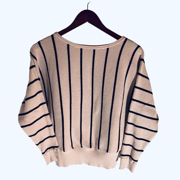 Catherine Malandrino Striped Sweater, Soft Pink. Size Medium - Picture 1 of 16